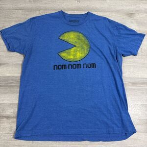 Pac-Man Shirt Nom Nom Nom Men's Blue 2XL 55% Cotton 45% Polyester Tee
